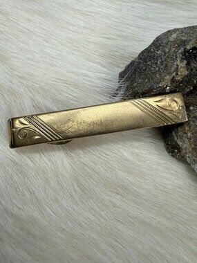 Vintage Swank Gold Tone Alligator Tie Bar Clip MCM